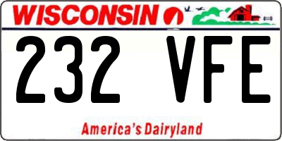 WI license plate 232VFE
