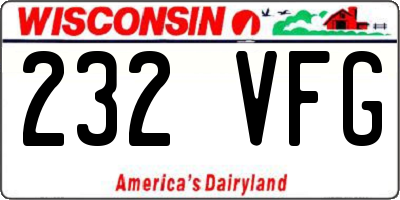 WI license plate 232VFG