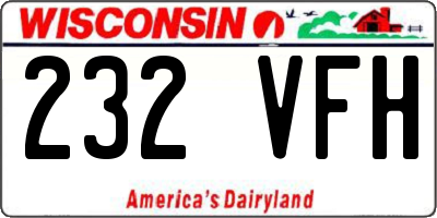 WI license plate 232VFH