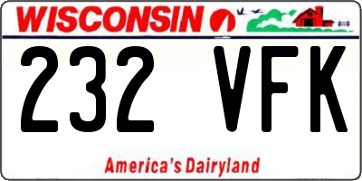 WI license plate 232VFK