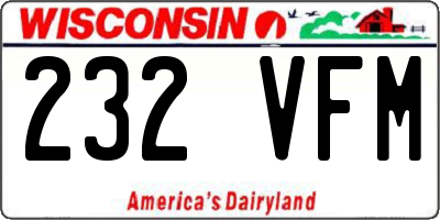 WI license plate 232VFM