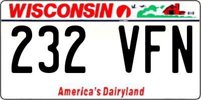 WI license plate 232VFN