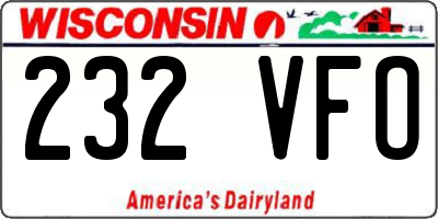 WI license plate 232VFO