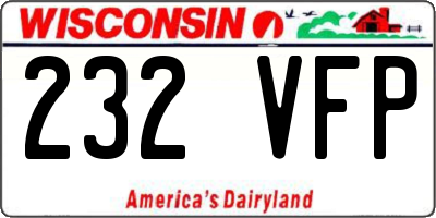 WI license plate 232VFP