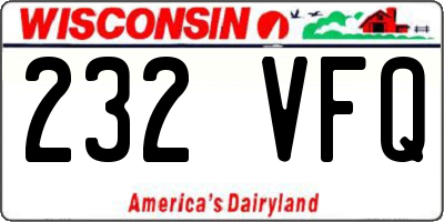 WI license plate 232VFQ