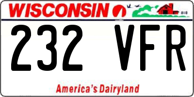 WI license plate 232VFR