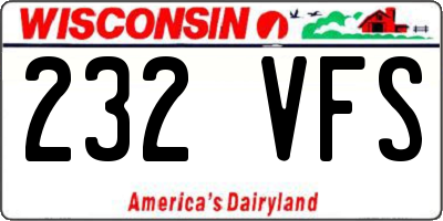WI license plate 232VFS