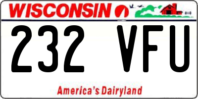 WI license plate 232VFU