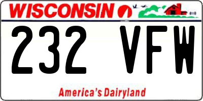 WI license plate 232VFW