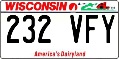 WI license plate 232VFY