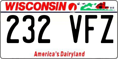 WI license plate 232VFZ