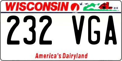 WI license plate 232VGA