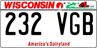 WI license plate 232VGB