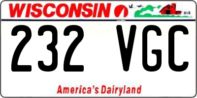 WI license plate 232VGC