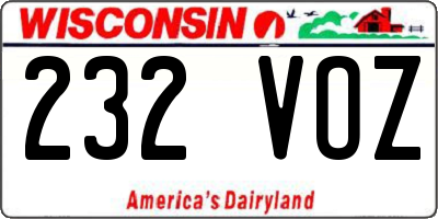 WI license plate 232VOZ