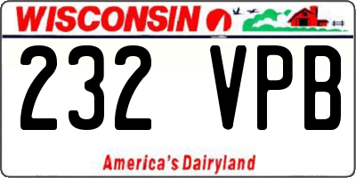 WI license plate 232VPB