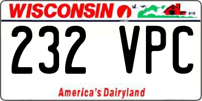 WI license plate 232VPC