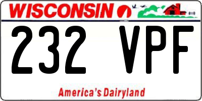 WI license plate 232VPF
