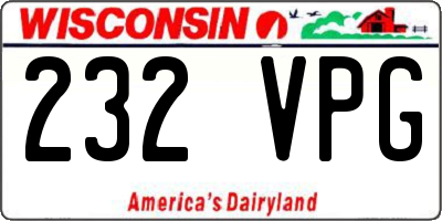 WI license plate 232VPG