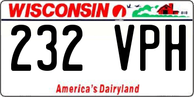 WI license plate 232VPH
