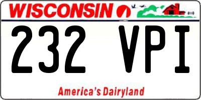 WI license plate 232VPI