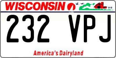 WI license plate 232VPJ