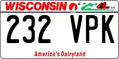 WI license plate 232VPK