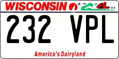 WI license plate 232VPL