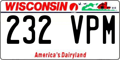 WI license plate 232VPM