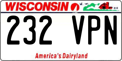 WI license plate 232VPN
