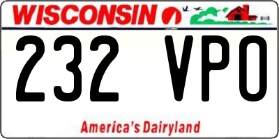 WI license plate 232VPO