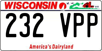 WI license plate 232VPP