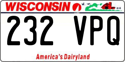 WI license plate 232VPQ