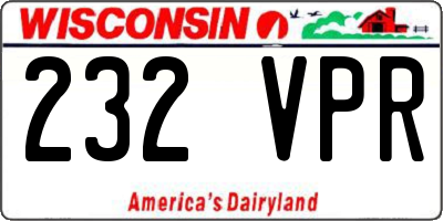 WI license plate 232VPR