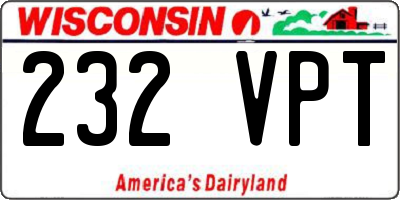 WI license plate 232VPT