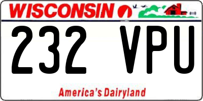 WI license plate 232VPU