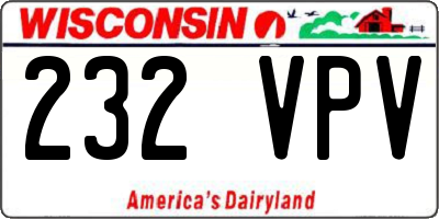 WI license plate 232VPV