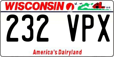 WI license plate 232VPX