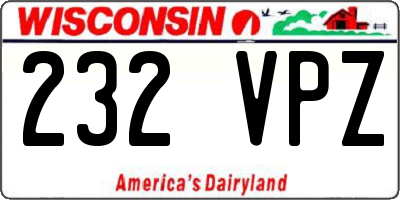 WI license plate 232VPZ