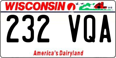 WI license plate 232VQA