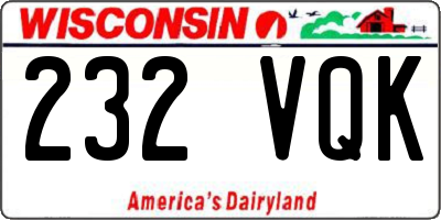 WI license plate 232VQK