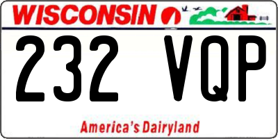 WI license plate 232VQP