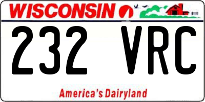 WI license plate 232VRC