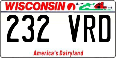 WI license plate 232VRD