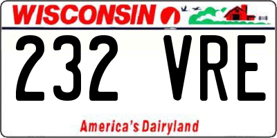WI license plate 232VRE