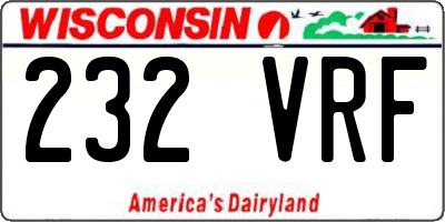 WI license plate 232VRF