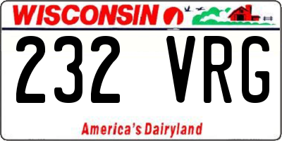 WI license plate 232VRG