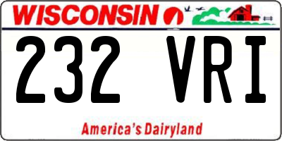 WI license plate 232VRI
