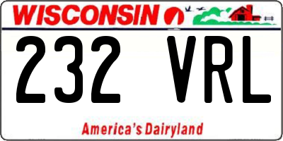 WI license plate 232VRL