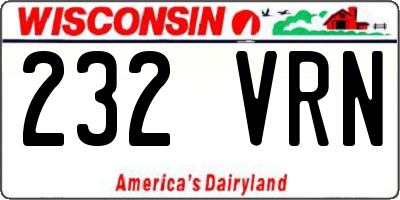 WI license plate 232VRN